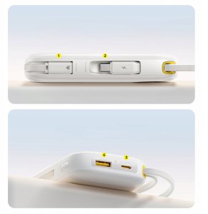 Powerbank Baseus EnerFill FC31 20000mAh 22.5W z wyświetlaczem cyfrowym i 2 wbudowanymi kablami (USB-C + Lightning) - biały 4