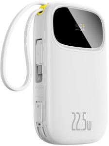 Powerbank Baseus EnerFill FC31 20000mAh 22.5W z wyświetlaczem cyfrowym i 2 wbudowanymi kablami (USB-C + Lightning) - biały 8