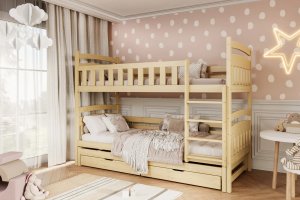 Łóżko piętrowe JULITA 200x90 sosna lakierowana drewniane trzyosobowe KOCOT KIDS 6