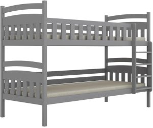 Łóżko piętrowe JULITA 180x90 szare drewniane trzyosobowe z szufladami KOCOT KIDS 4