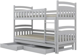 Łóżko piętrowe JULITA 200x90 białe drewniane trzyosobowe z szufladami KOCOT KIDS 2