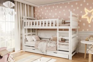 Łóżko piętrowe JULITA 200x90 białe drewniane trzyosobowe z szufladami KOCOT KIDS 7