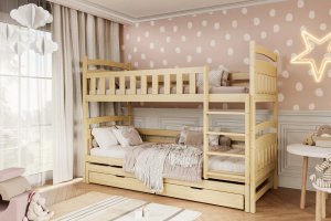 Łóżko piętrowe JULITA 200x80 sosna lakierowana drewniane trzyosobowe z szufladami KOCOT KIDS 8