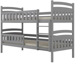 Łóżko piętrowe JULITA 200x80 szare drewniane trzyosobowe z szufladami KOCOT KIDS 3