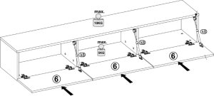 Szafka RTV GABI 180cm biała wisząca KOCOT MEBLE 5