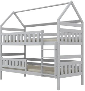 Łóżko piętrowe domek FELIKS 160x80 białe drewniane trzyosobowe KOCOT KIDS 3