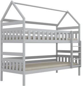 Łóżko piętrowe domek FELIKS 160x80 białe drewniane trzyosobowe KOCOT KIDS 4