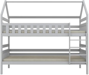 Łóżko piętrowe domek FELIKS 160x80 białe drewniane trzyosobowe KOCOT KIDS 5