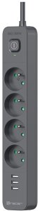 Listwa zasilająca antyprzepięciowa TRACER Power Line+ mobile ready 5 m (4 gniazda + 3x USB A, 5V 2,4A) 2