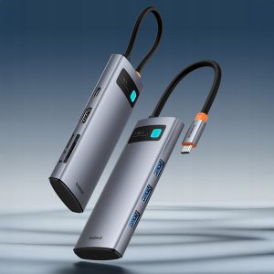 Hub USB-C Baseus Metal Gleam 7w1 HDMI 4K 60Hz / 3x USB 3.0 / USB-C PD / SD / microSD – szary 11