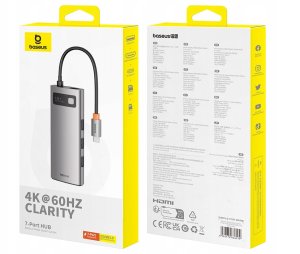 Hub USB-C Baseus Metal Gleam 7w1 HDMI 4K 60Hz / 3x USB 3.0 / USB-C PD / SD / microSD – szary 14