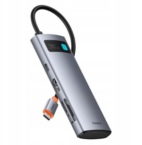 Hub USB-C Baseus Metal Gleam 7w1 HDMI 4K 60Hz / 3x USB 3.0 / USB-C PD / SD / microSD – szary 2