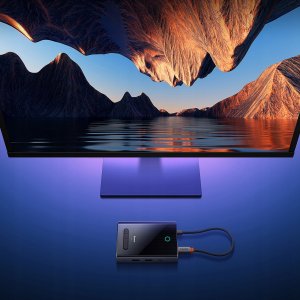 Hub USB-C 8w1 Baseus PioneerJoy HDMI 4K@60Hz + HDMI 4K@30Hz + DisplayPort 8K@30Hz + VGA + 2 x USB-A 3.0 + 2 x USB-C - szary 3