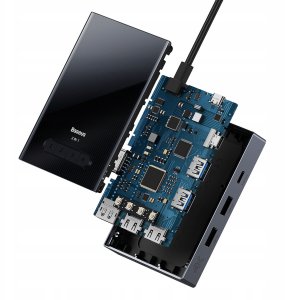 Hub USB-C 8w1 Baseus PioneerJoy HDMI 4K@60Hz + HDMI 4K@30Hz + DisplayPort 8K@30Hz + VGA + 2 x USB-A 3.0 + 2 x USB-C - szary 6