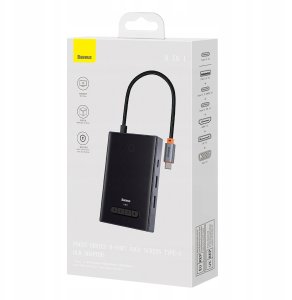Hub USB-C 8w1 Baseus PioneerJoy HDMI 4K@60Hz + HDMI 4K@30Hz + DisplayPort 8K@30Hz + VGA + 2 x USB-A 3.0 + 2 x USB-C - szary 8