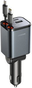 Ładowarka samochodowa Joyroom JR-CCL05 30W 4w1 z 2 wbudowanymi kablami zwijanymi - ciemnoszara 2