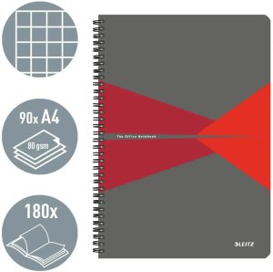 Ko�onotatnik Office Card A4 kratka czerw 2