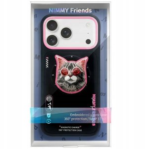 Etui Nimmy Glasses Cool Cat MagSafe do iPhone 17 czarno różowy 2