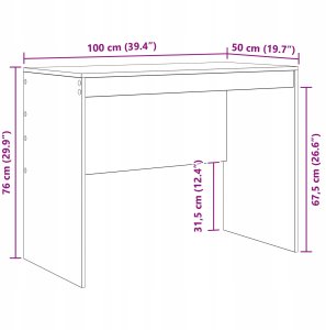 Biurko vidaXL Brązowe 100 cm x 50 cm 8