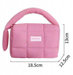 ECARLA Kosmetyczka damska pikowana kuferek różowa KS140R 18,5 x 12,5 x 13 cm 3