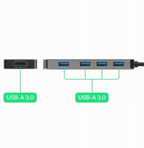 Adapter Basic HUB Greencell USB-A 4in1 (4×USB 3.0) – szybki transfer 5 Gb/s, aluminiowa obudowa 2