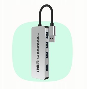 Adapter Basic HUB Greencell USB-A 4in1 (4×USB 3.0) – szybki transfer 5 Gb/s, aluminiowa obudowa 6