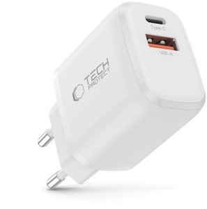 Ładowarka sieciowa Tech-Protect NCA20 USB-A, USB-C Network Charger PD 20W / QC3.0 White 2