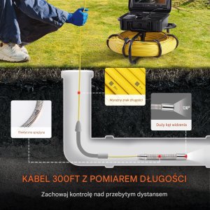 Kamera inspekcyjna endoskopowa Boroskop do rur i kanałów 91,5 m 5