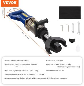Elektryczna hydrauliczna giętarka do rur 1500W 12-22 mm 6