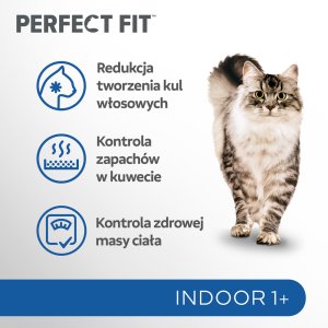 PERFECT FIT (Indoor 1+) 6x750g Bogaty w kurczaka - sucha karma dla kota żyjącego w domu 6