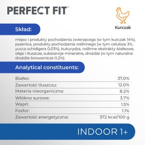 PERFECT FIT (Indoor 1+) 6x750g Bogaty w kurczaka - sucha karma dla kota żyjącego w domu 10