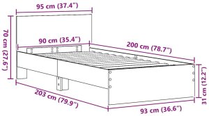 Ramka łóżka bez materaca i zagłówka Dąb Rzemieślniczy 90x200 cm Lumarko! 4
