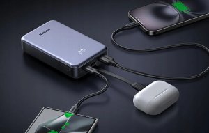 Powerbank UGREEN PB505 20000mAh USB-A, USB-C 20W + wbudowany kabel USB-C szary 5