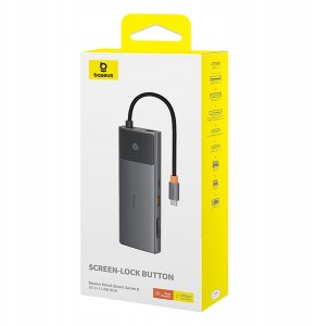 Hub USB-C Baseus Metal Gleam II 10w1 HDMI USB-A USB-C RJ45 SD/TF - szary 11
