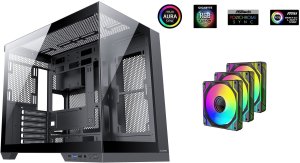 1stCOOL skříň DREAMER, Mid Tower, AU, USB 3.0, USB-C, 3x 120mm ARGB Fan, černá 4