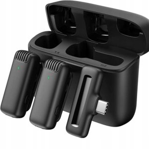 2X MIKROFON KRAWATOWY BEZPRZEWODOWY USB-C + ETUI 4