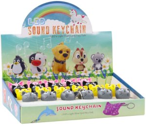 Brelok Do Kluczy Plecaka Kotek Latarka LED Dźwięki Mix Kolor 6