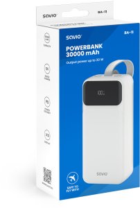 SAVIO BA-11 POWERBANK 30000 mAh, biały 3