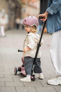 Zestaw: Scoot and Ride HK1 Push and Go 2w1 jeździk i hulajnoga dla dzieci 1-5 lat, kolor: Wildberry + kask rozm. XXS-S + ochraniacze ROSE XXS 23
