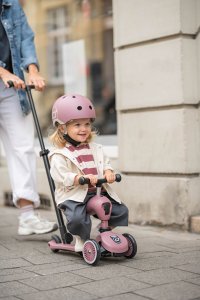 Zestaw: Scoot and Ride HK1 Push and Go 2w1 jeździk i hulajnoga dla dzieci 1-5 lat, kolor: Wildberry + kask rozm. XXS-S + ochraniacze ROSE XXS 26