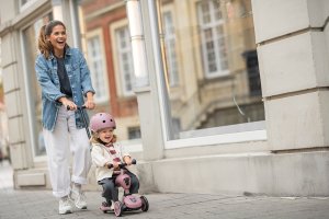 Zestaw: Scoot and Ride HK1 Push and Go 2w1 jeździk i hulajnoga dla dzieci 1-5 lat, kolor: Wildberry + kask rozm. XXS-S + ochraniacze ROSE XXS 29