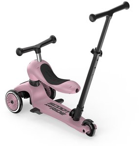 Zestaw: Scoot and Ride HK1 Push and Go 2w1 jeździk i hulajnoga dla dzieci 1-5 lat, kolor: Wildberry + kask rozm. XXS-S + ochraniacze ROSE XXS 9