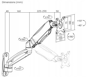 UCHWYT DO MONITORA NA SPRĘŻYNIE GAZOWEJ BRATECK-LDA31-112 17&nbsp;" ... 32&nbsp;" BRATECK 2