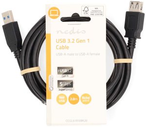 Kabel USB Nedis USB-A - USB-A 2 m Czarny (CCGL61010BK20) 3