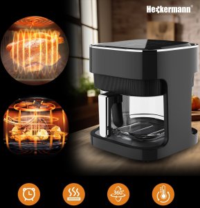 Frytkownica beztłuszczowa 4L 1500W Heckermann HF-155 Piekarnik Air Frayer Szklany 11