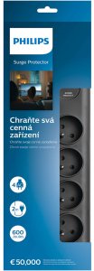 Listwa zasilająca Philips przeciwprzepięciowa 8 gniazd 2 m czarna 2