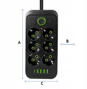 LISTWA ZASILAJĄCA PRZEDŁUŻACZ USB ANTYPRZEPIĘCIOWA 2M 6 GNIAZD 4 USB 2