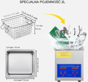 Myjka Ultradźwiękowa Przenośna Sterylizator + Timer 2L 60W 11