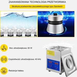 Myjka Ultradźwiękowa Przenośna Sterylizator + Timer 2L 60W 8