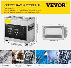 Myjka Ultradźwiękowa Przenośna 120W 3L 6